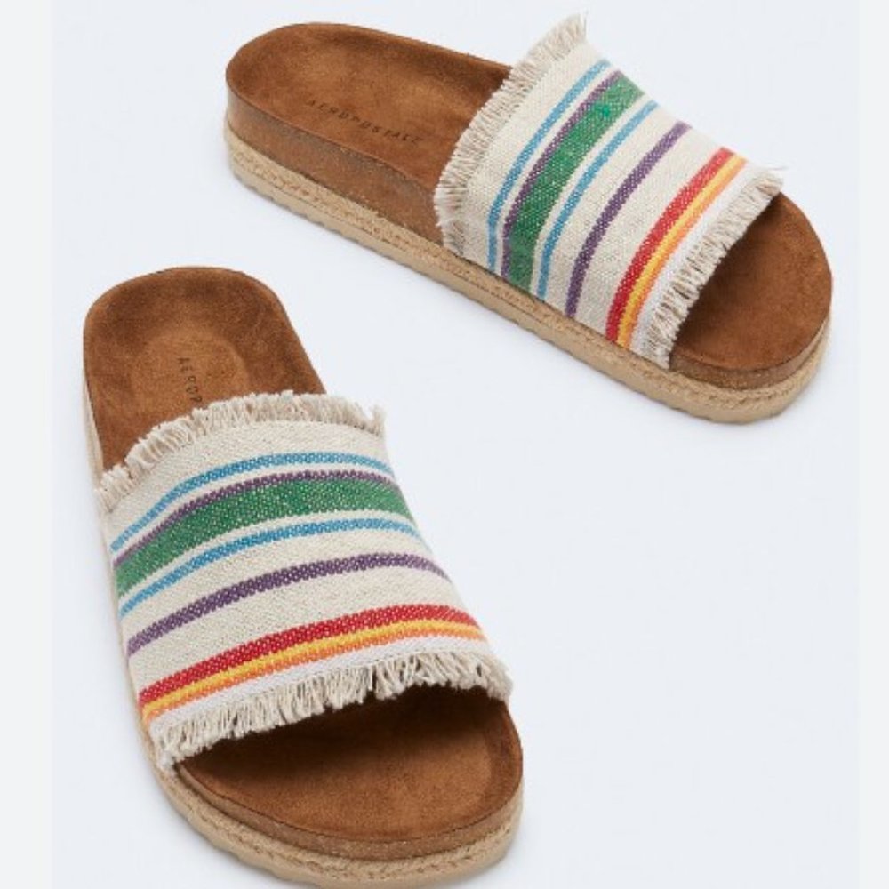 SERAPE CORK ESPADRILLE SLIDE SANDAL